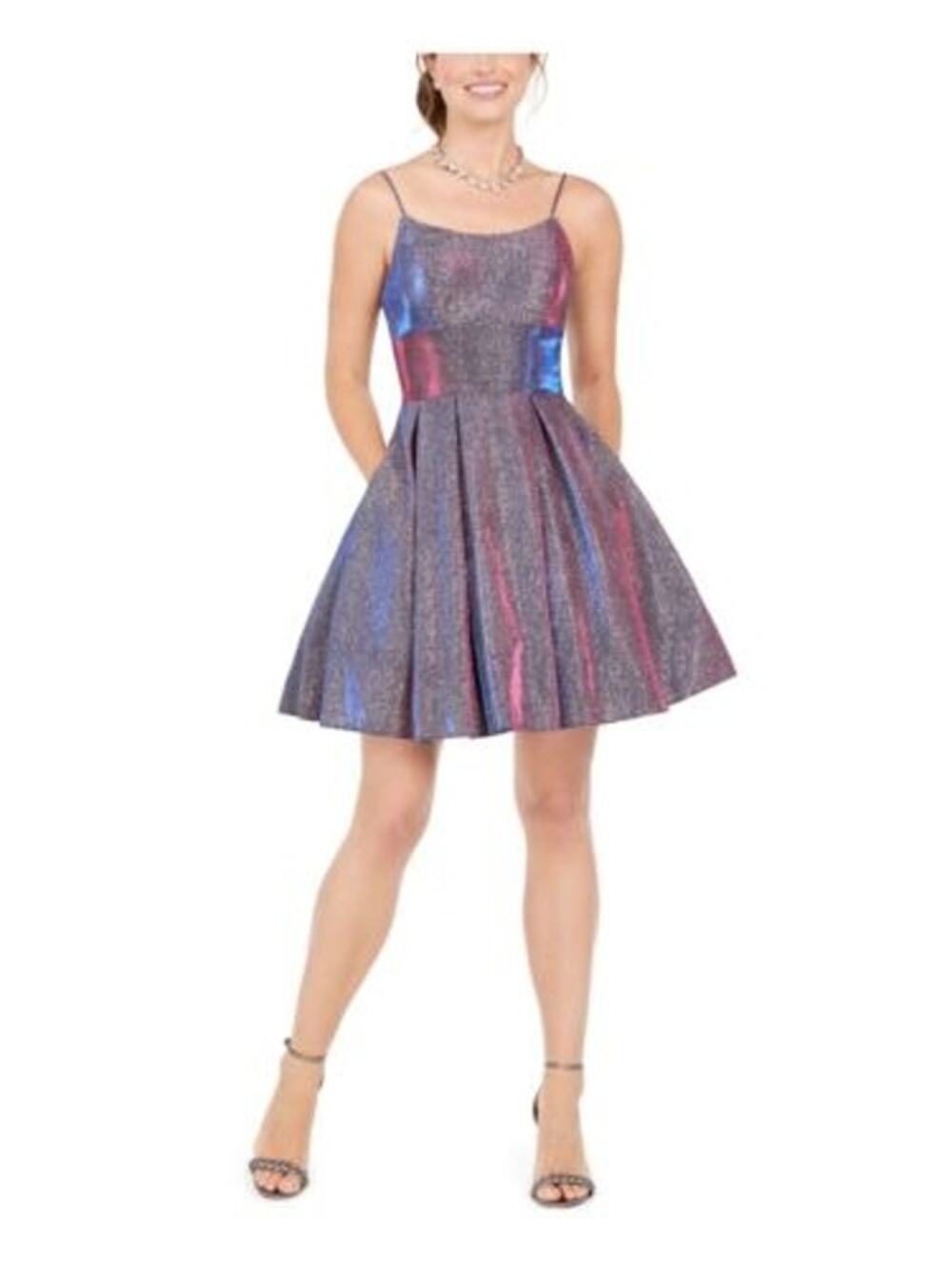 Betsy & Adam Galaxy Glittery Fit & Flare Party Dress